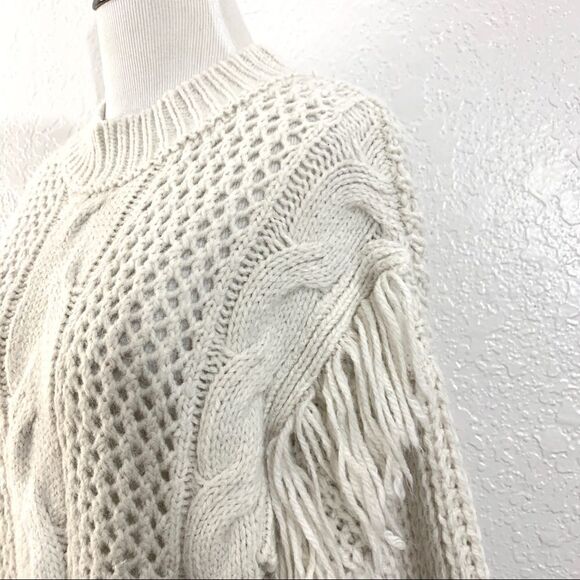 Forever 21 Tan Fringe Trim Mixed-Knit Sweater - Picture 7 of 8
